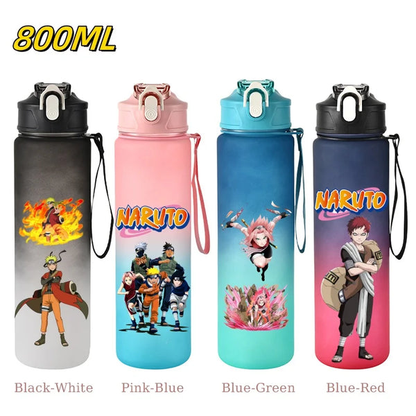 Naruto 800ml Leak-Proof Sport Water Bottle – Straw & Locking Flip Cover