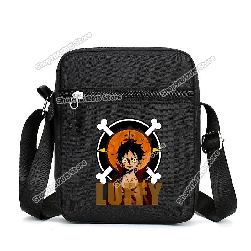 One Piece Men Shoulder Bag Anime Luffy Zoro Boy Oxford Cloth Crossbody Zipper Messenger Bags Outdoor Travel Small Phone Pouch