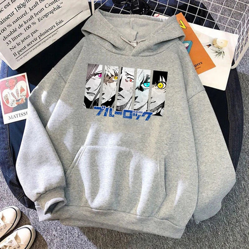 Anime Blue Lock Print Sweatshirt Women'S Casual Top Harajuku Fashion Hooded Sweatshirt Long Sleeve