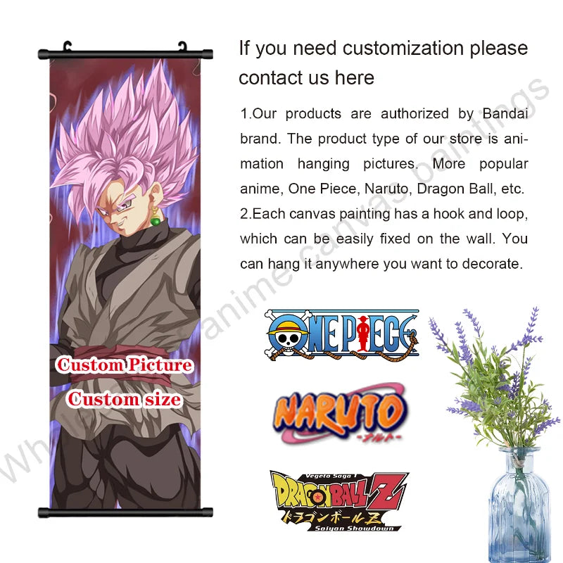Dragon Ball Z Hanging Canvas Scroll – Goku, Vegeta & Frieza Anime Wall Art