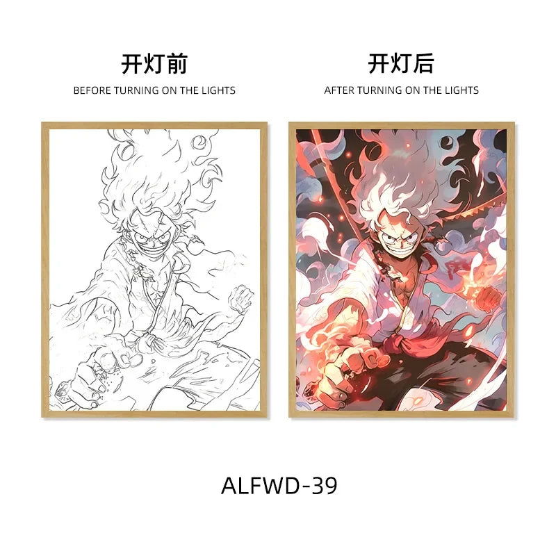 Sun God Nika Luffy Light-Up Frame – One Piece LED Desktop Decor