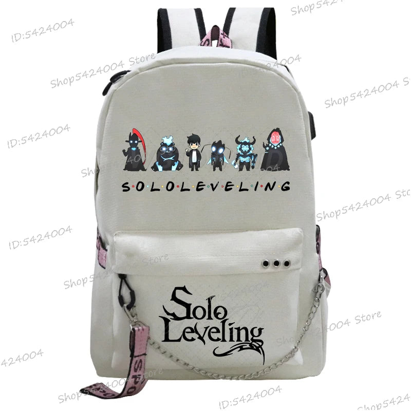 Cute Funny Solo Leveling Anime School Backpack for Teenager Bookbag Fashion Student Zipper Travel Rucksack Women Men Back Pack