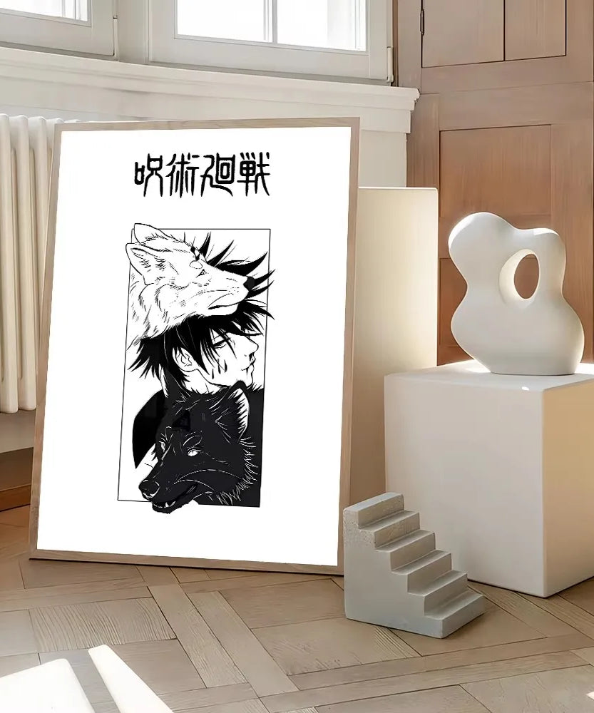 Jujutsu Kaisen Canvas Art – Itadori, Gojo, Fushiguro & Toji Anime Poster (Unframed)