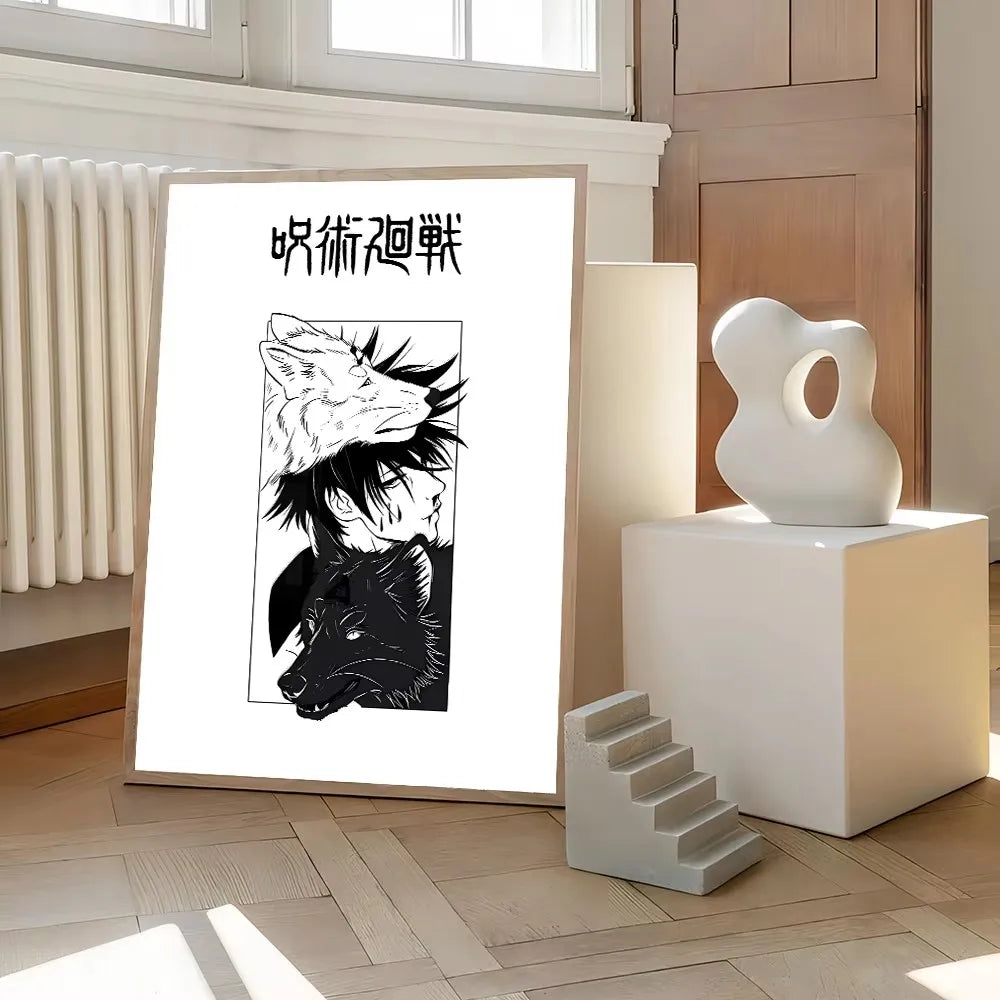 Jujutsu Kaisen Canvas Art – Itadori, Gojo, Fushiguro & Toji Anime Poster (Unframed)