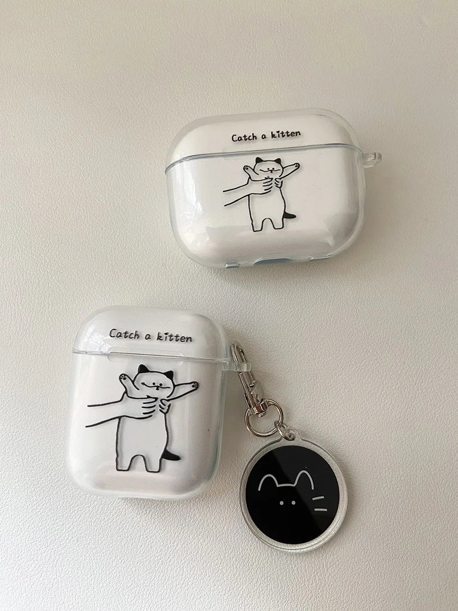 Funny Cat Case for Airpod Cases Air Apple Pro 3 for 2 3rd Pods Transparent Cute AirPods Cover TPU Coque for Airpods 2 1