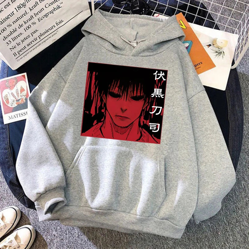 Fashion Unisex Hoodies Anime Fushiguro Toji Printed Hooded Seatshirts Streetwear Casual Pullover Tops