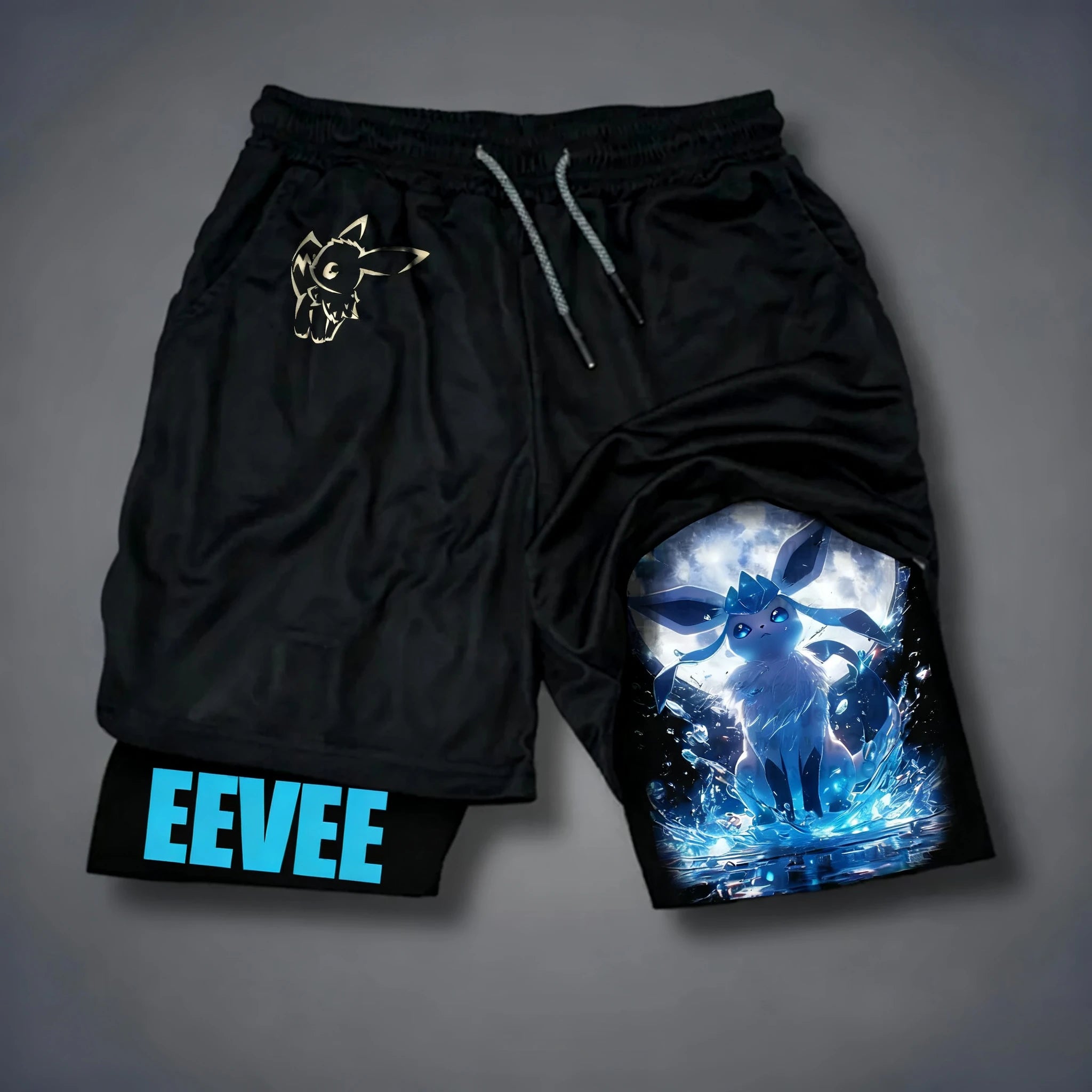 Pokémon Anime Sports Sweat Absorbing Double-layer Shorts Men's Summer New Street Versatile Quick Drying 2-in-1 Shorts