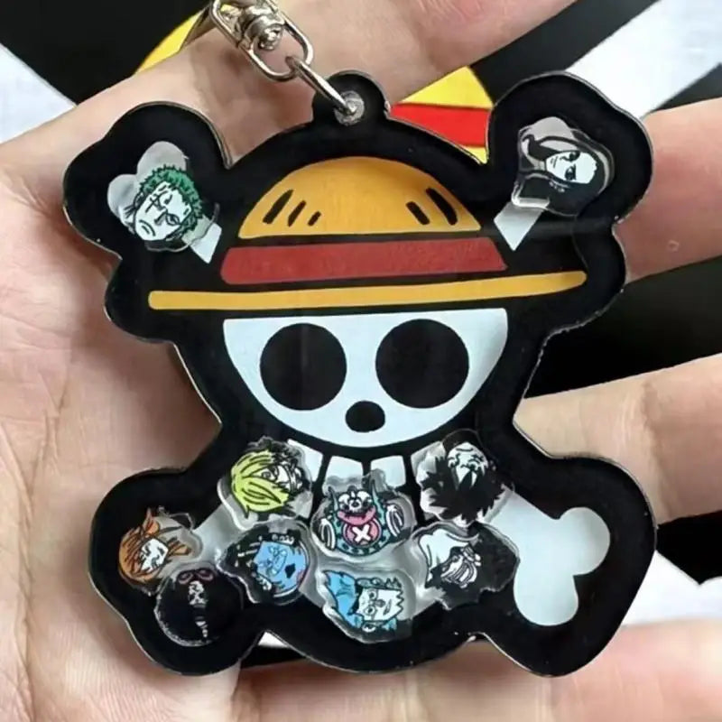Cute one Piece Personalized Backpack Keychain Pendant Straw Hat Set Acrylic Pendant Rocking Music Student Accessories