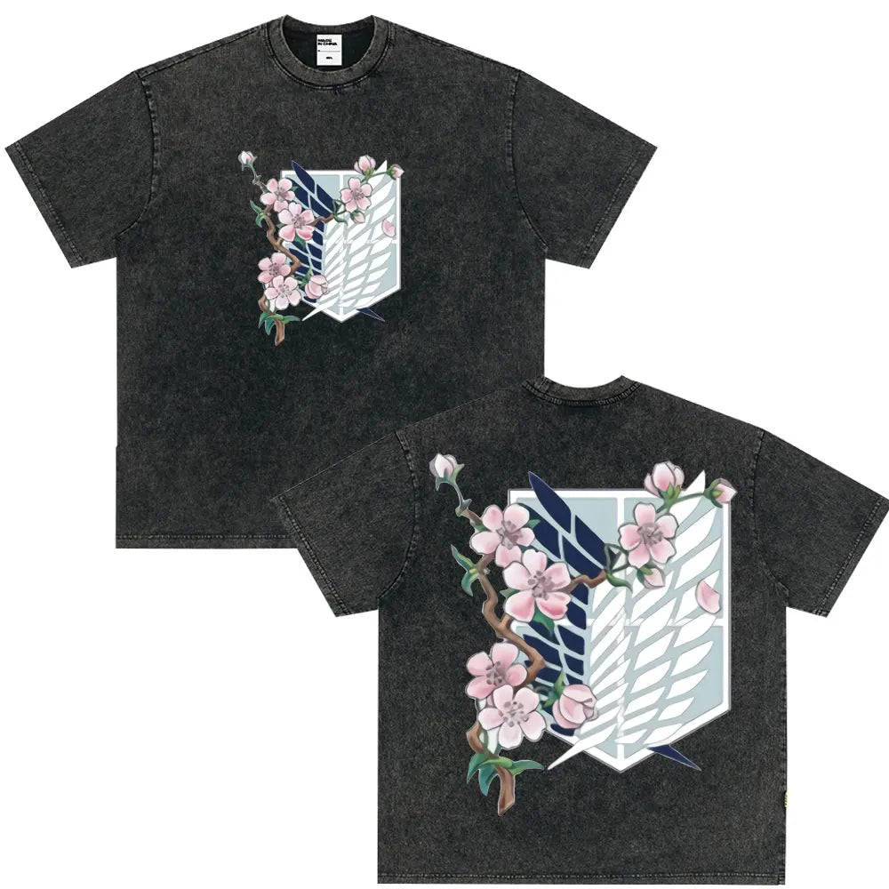 Summer Wears Anime Anime Attack on Titan Classic Cotton T-shirts New Style Washed T-shirt Fashion Streetwears Men