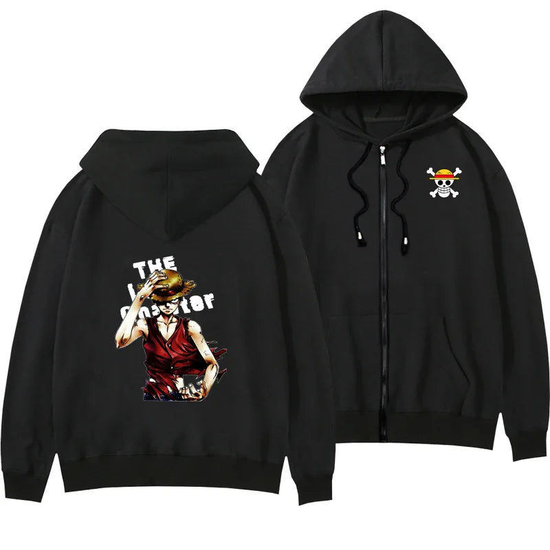 One Piece Anime Women Zip Up Hoodie Jacket Spring Autumn 2New Fashion Mens Sweatshirt Couple Promozed Clothes Coats