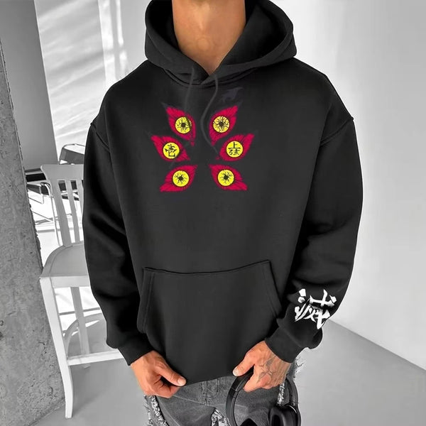 Kokushibo Anime Graphic Hoodie – Japanese Demon Slayer Men's Pullover Sweatshirt