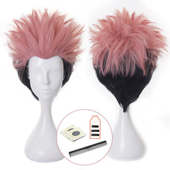 Anime Jujutsu Kaisen Yuji Itadori Cosplay Wig – Spiky Pink & Black Hair