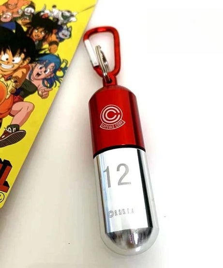 Dragon Ball Aluminum Alloy Keychain Toy Bulma Capsule Creative Keyring Portable Pill Box Container Pendant Birthday Gifts