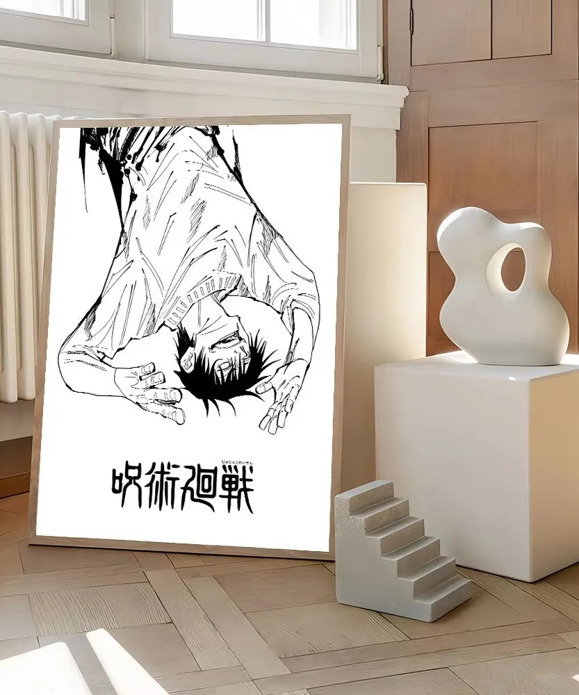 Jujutsu Kaisen Canvas Art – Itadori, Gojo, Fushiguro & Toji Anime Poster (Unframed)