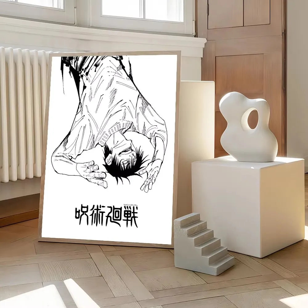 Jujutsu Kaisen Canvas Art – Itadori, Gojo, Fushiguro & Toji Anime Poster (Unframed)