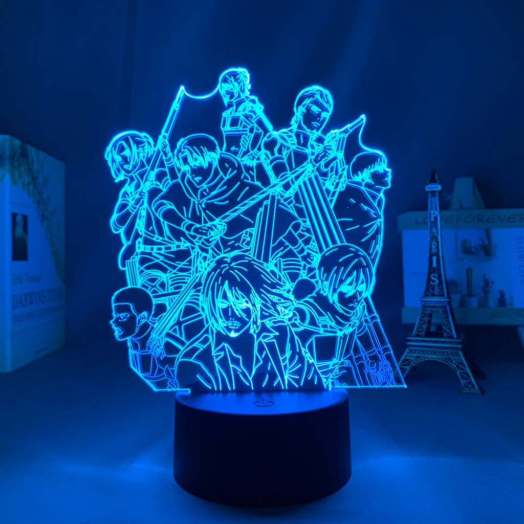Anime 3D Lamp Attack on Titan Acrylic Luminous Stand Mikasa Ackerman Eren Yeager Action Figure For Kids Children Gifts