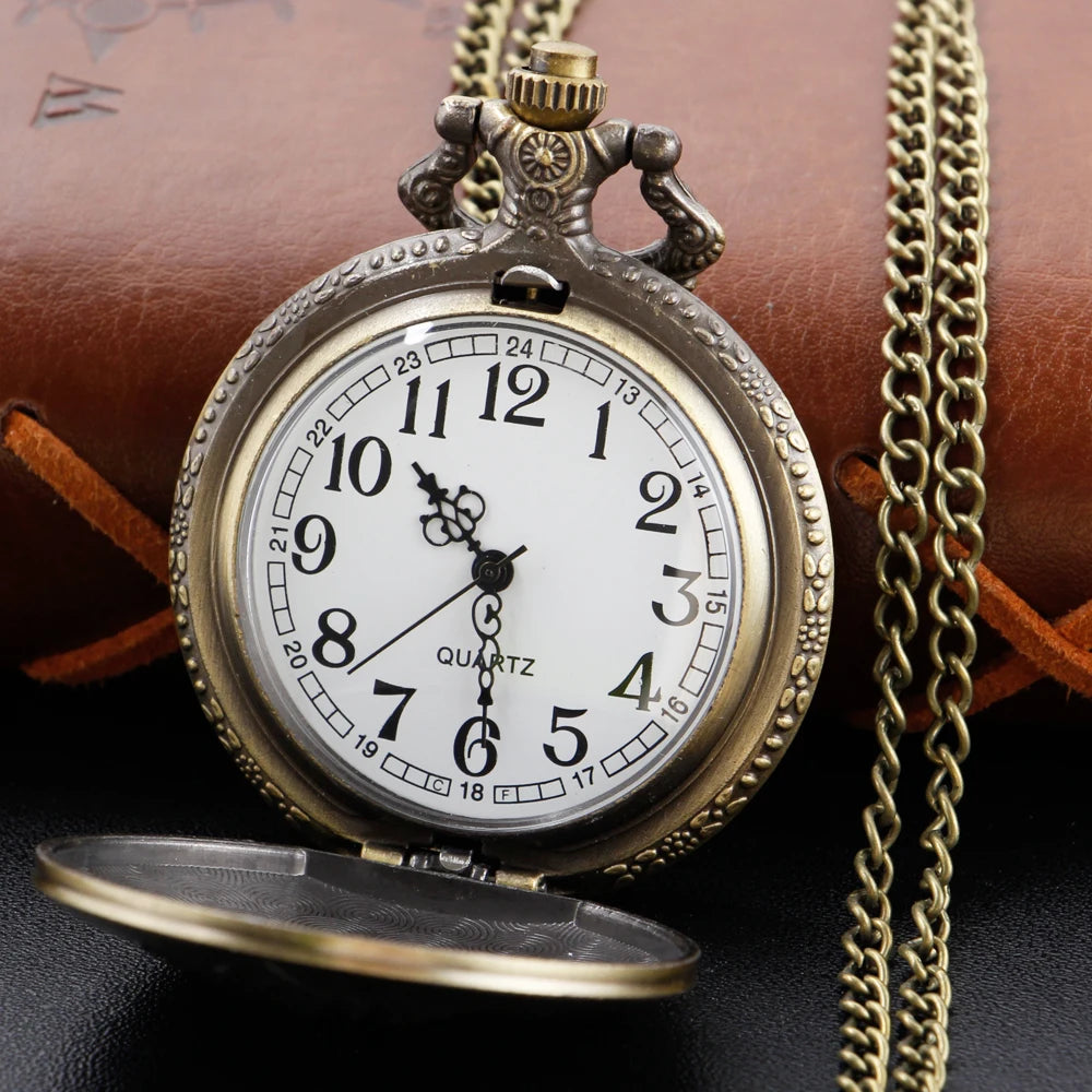 Bronze Pendant Necklace Quartz Pocket Watch Anime Death Comes Fob Chain Watch Clock Men's and Children's Best Holiday Gift
