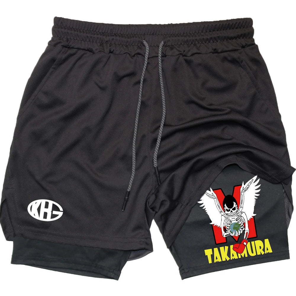 IPPO Boxing Anime Gym Shorts – 2-in-1 Quick-Dry Compression Shorts for Men