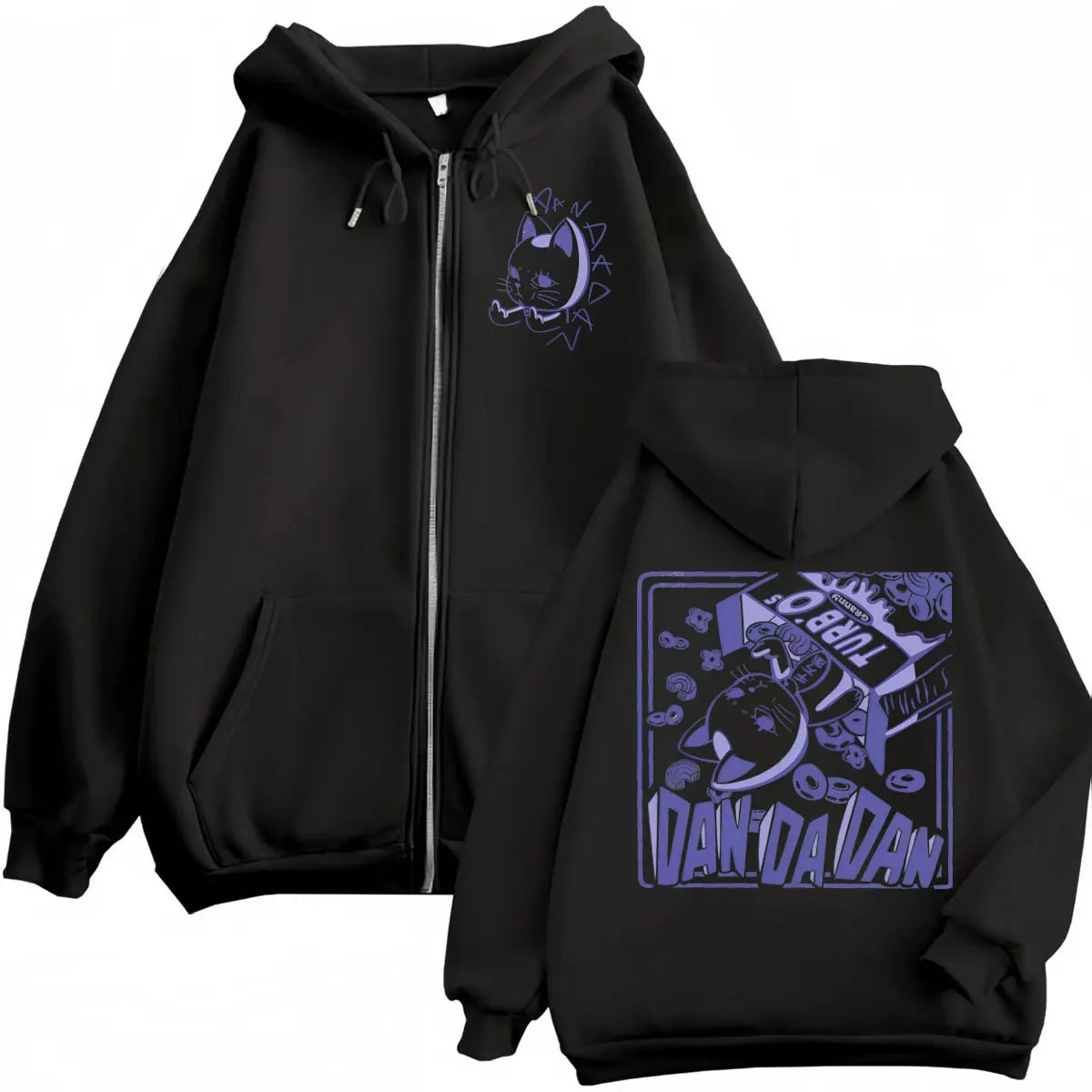 Anime Dandadan Turbo Granny Double Sided Print Zipper Hoodie Manga Style Zip Up Sweatshirts Men Women Casual Pullovers