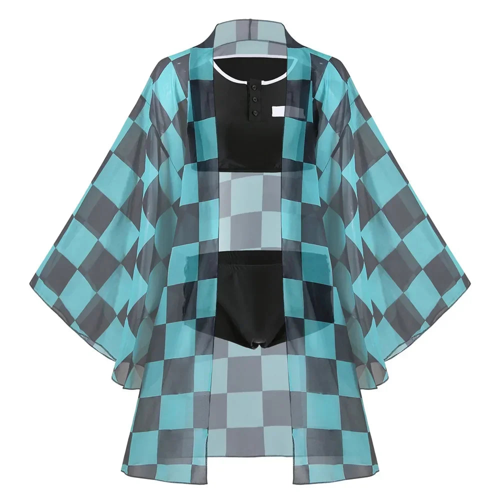 New Swimsuit Anime Demon Slayer Kochou Shinobu Kamado Cosplay Costume Kimono Agatsuma Zenitsu Sexy Bikini Beach Summer Halloween