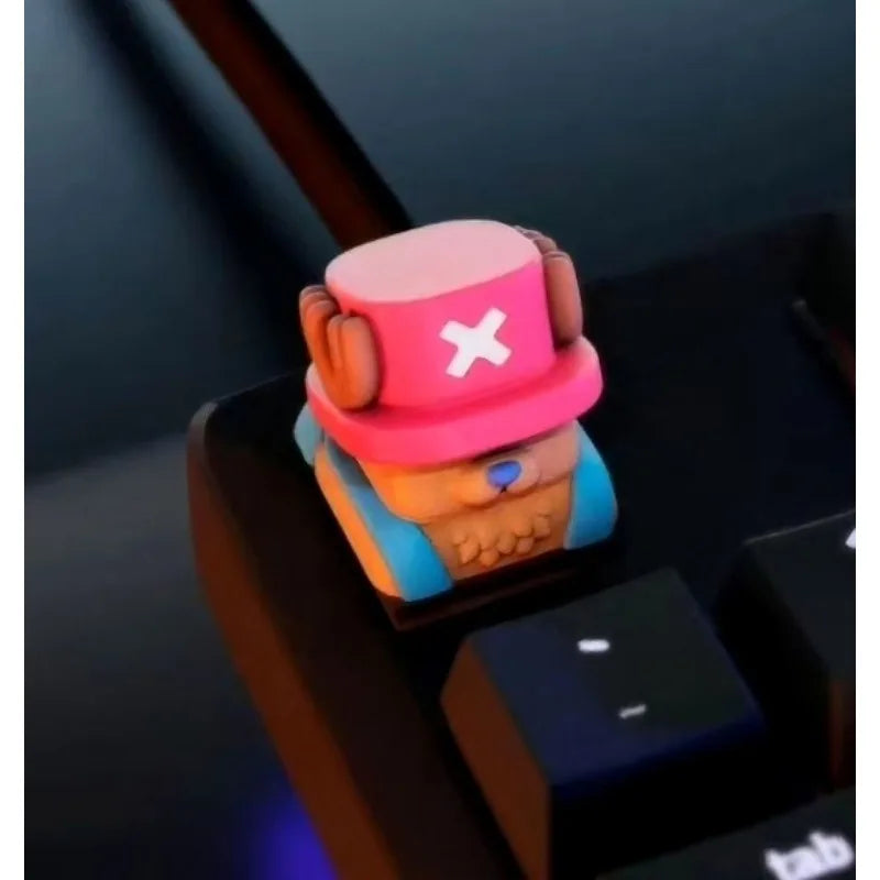 Monkey· D·Luffy cool creative personality kawaii anime peripheral cross axis universal Q version three-dimensional keyboard cap