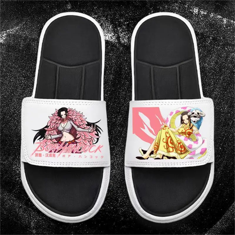 One Piece Anime Luffy Zoro Nami Pattern New Slippers Men and Women Fashionable Flat Outdoor Comfortable Sandals Gift