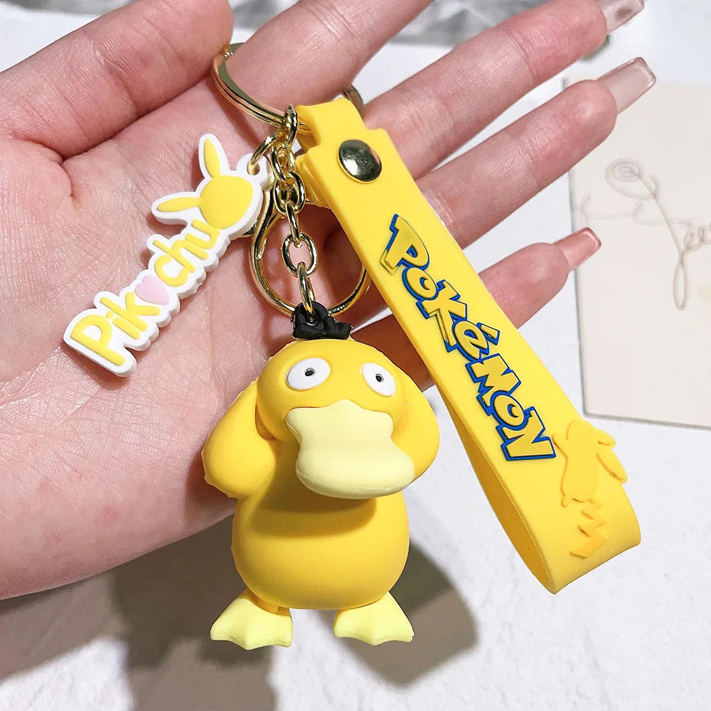Pocket Monster Pikachu Anime PVC Doll Keychain Pendant Bag Accessories Action Toy Doll Psyduck Charizard Children's Gift