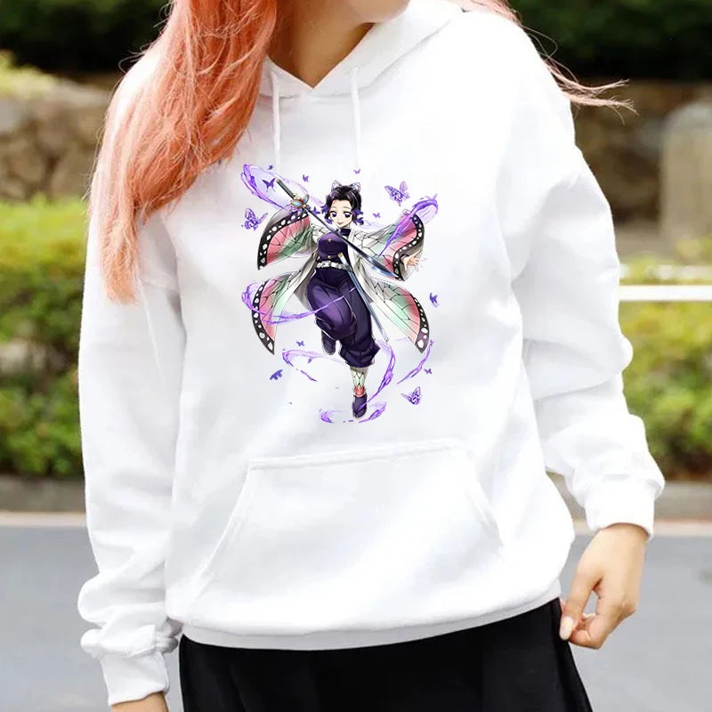 New Fashion Unisex Hoodies Anime Kochou Shinobu Printed Hooded Women Men Harajuku Streetwear Sweatshirt Casual Pullover Tops
