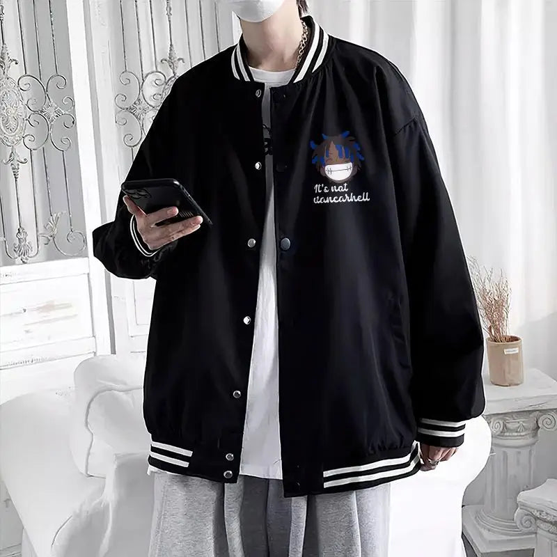 Anime One Piece Monkey D. Luffy Anime Baseball Jacket Men's Loose Autumn Coat Versatile Casual Top