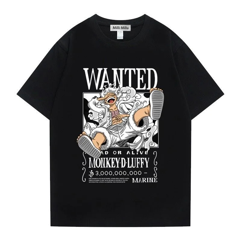 One Piece anime peripheral cute Nika Luffy pure cotton short-sleeved T-shirt round neck loose creative couple top gift wholesale