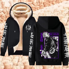 Jujutsu Kaisen Gojo Satoru Lamb Wool Warm Zip-Up Hoodie – Thicken Anime Jacket