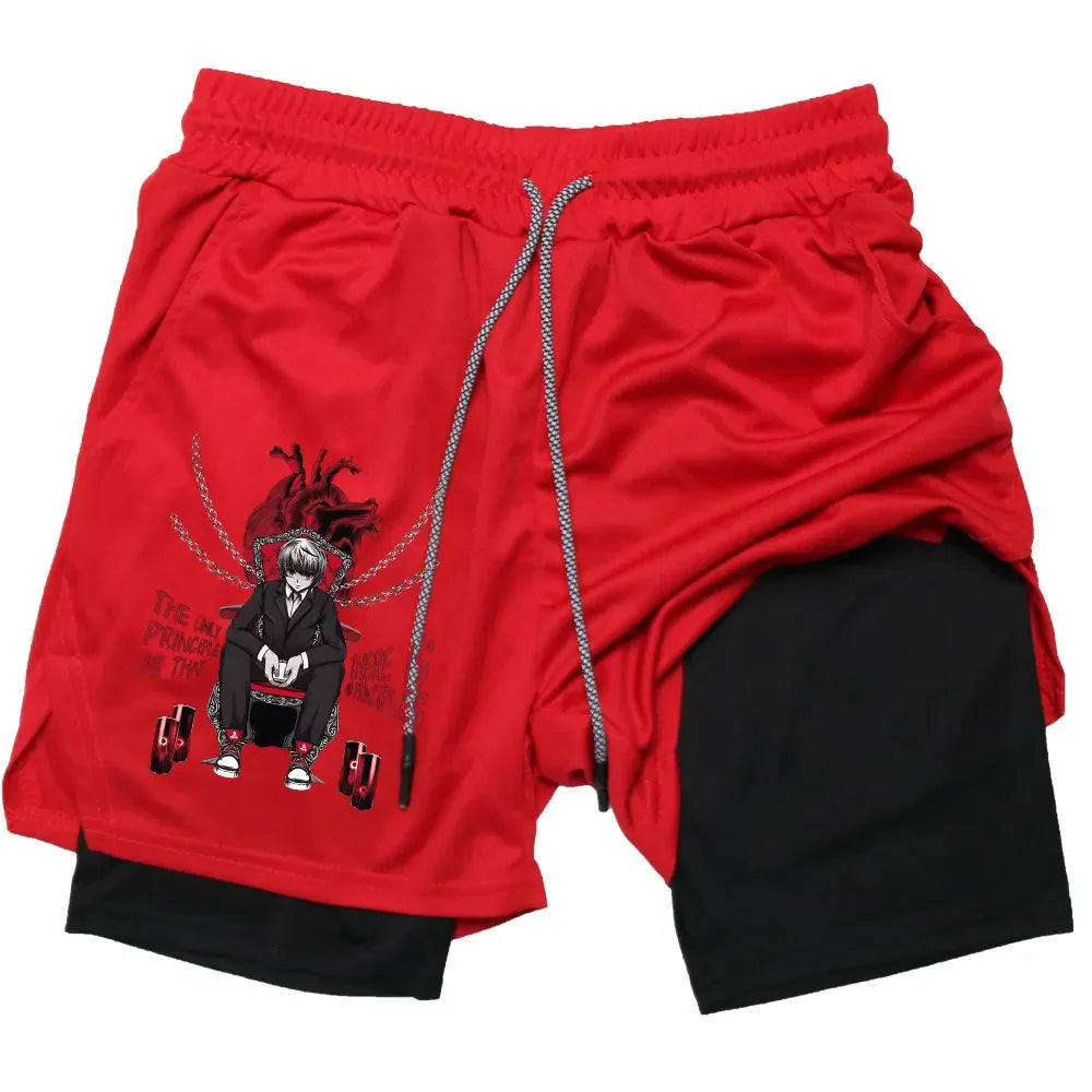 Kurapika Anime 2-in-1 Gym Shorts – Breathable Compression Sportwear