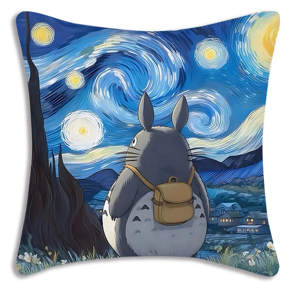 Anime T-TotoroS Kawaii Pillow Covers Cartoon Sofa Decorative Home Double-sided Printing Short Plush Cute Cushion Cover
