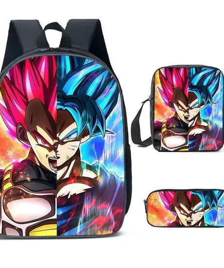 Dragon Ball Anime Goku Vegeta Frieza Large Capacity Cool Student School Bag Lunch Bag Pencil Bag Three-piece Set Gift