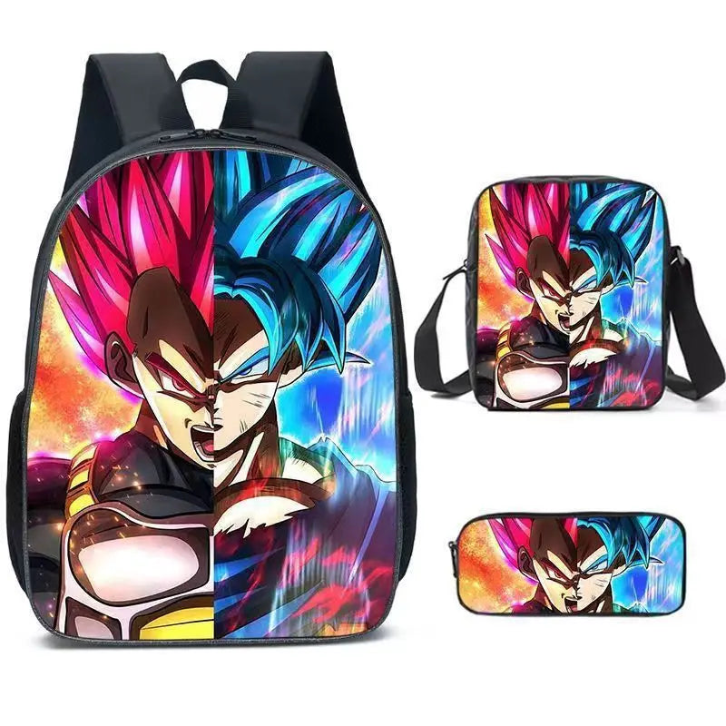 Dragon Ball Anime Goku Vegeta Frieza Large Capacity Cool Student School Bag Lunch Bag Pencil Bag Three-piece Set Gift