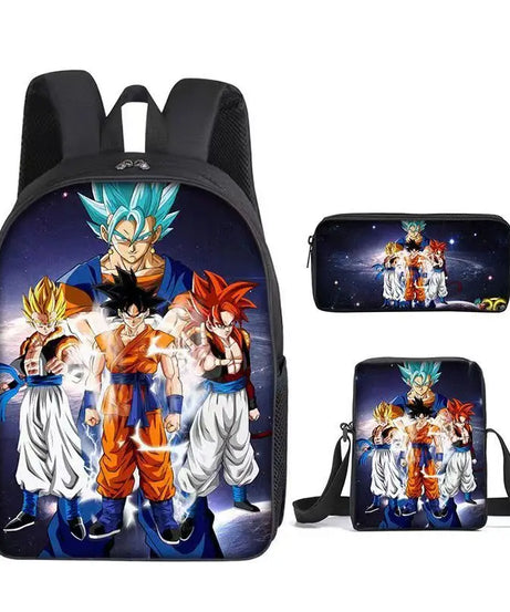 Dragon Ball Anime Goku Vegeta Frieza Large Capacity Cool Student School Bag Lunch Bag Pencil Bag Three-piece Set Gift
