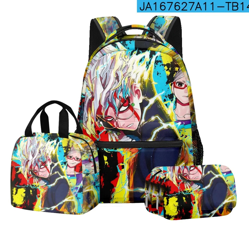 Luxury Popular Novelty DANDADAN 3D Printed 3pcs/Set student School Bags Travel Notebook Backpack Lunch bag Pencil Case