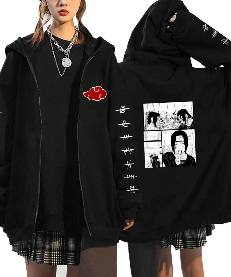 Autumn Zip Up Jacket Anime Naruto Figures Sweatshirt Men Women Plus Size Casual Clothing Harajuku Coat Halloween Gifts