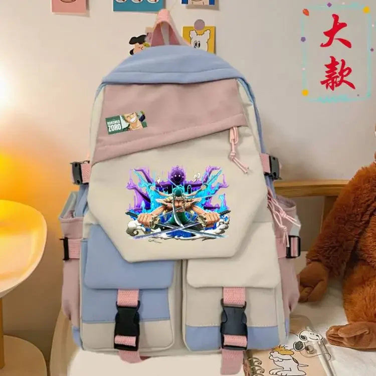 anime One Piece Luffy Zoro anime backpack large capacity student school bag male campus Korean version backpack birthday gift