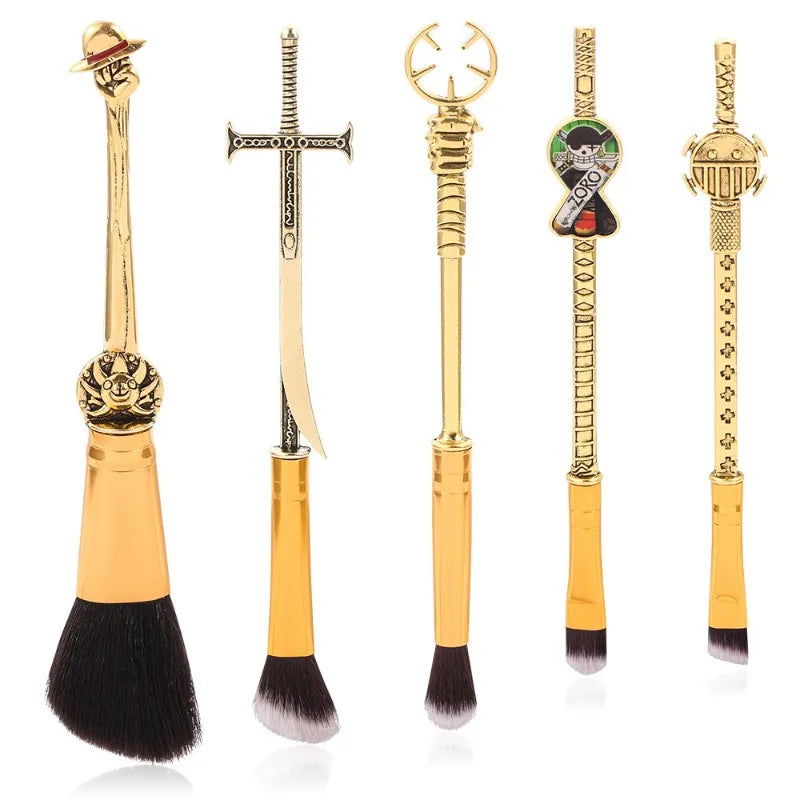 Hot Sales 5pcs Anime ONE PIECE Makeup Brushes Set Cosplay Luffy Blush Nose Eye Shadow Eyebrow Brush Figures Zoro Ghost Cosmetic