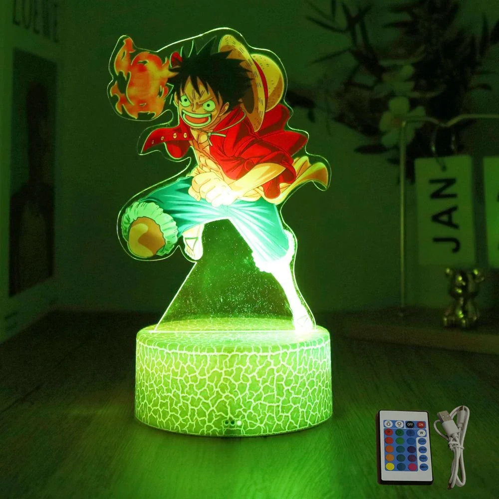 Actions Figure One Piece Luffy Zoro Anime Figures 3D Lamp PVC Action Collection Model Toys LED Night Light Kid Christmas Gift
