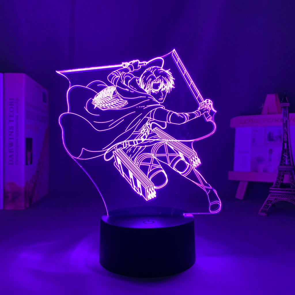 Anime 3D Lamp Attack on Titan Acrylic Luminous Stand Mikasa Ackerman Eren Yeager Action Figure For Kids Children Gifts
