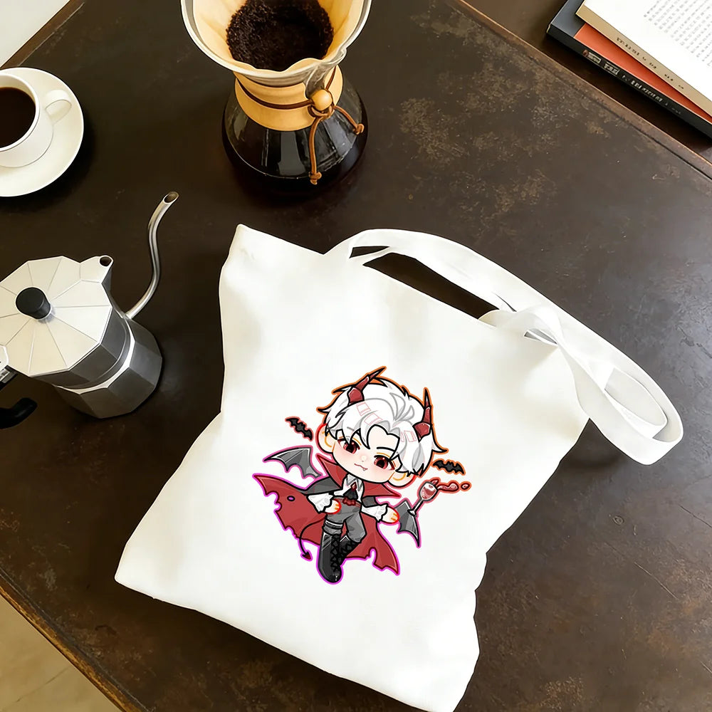 Love and Deepspace Sylus Cute Devil Print Canvas Bag 30x35/35x40CM Anime Cosplay Qinche Handbag Game Fans Gift New