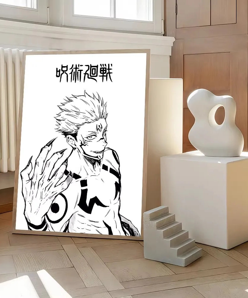 Jujutsu Kaisen Canvas Art – Itadori, Gojo, Fushiguro & Toji Anime Poster (Unframed)