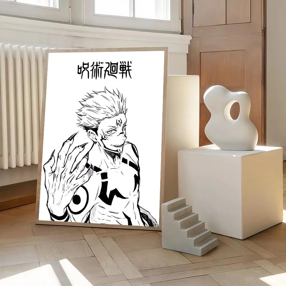 Jujutsu Kaisen Canvas Art – Itadori, Gojo, Fushiguro & Toji Anime Poster (Unframed)