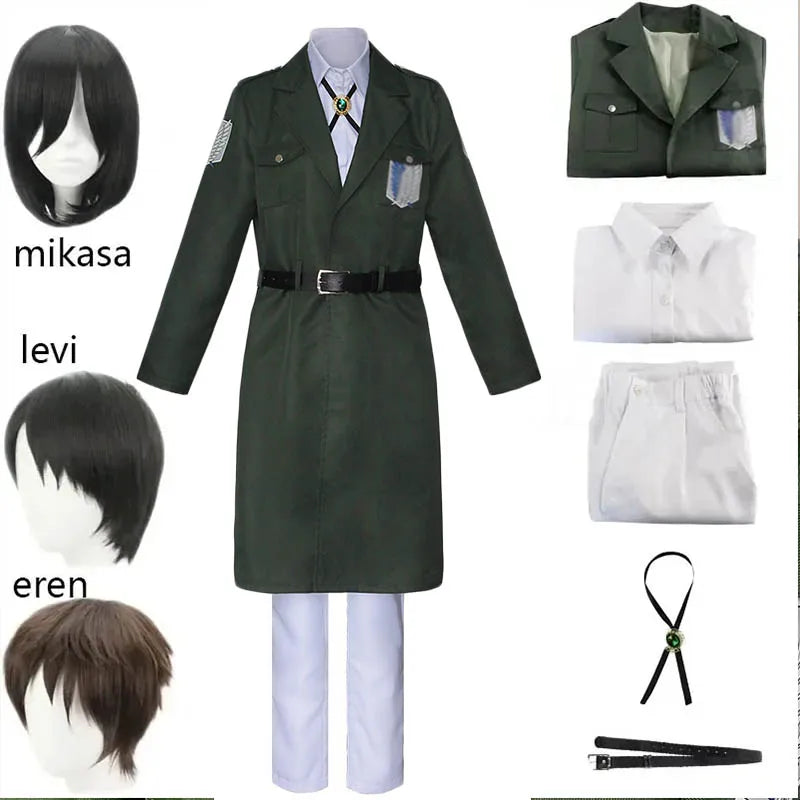 Shingekii No Kyojin Freedom Legion Green Cloak Cosplay Cape with Necklace for Anime Fans