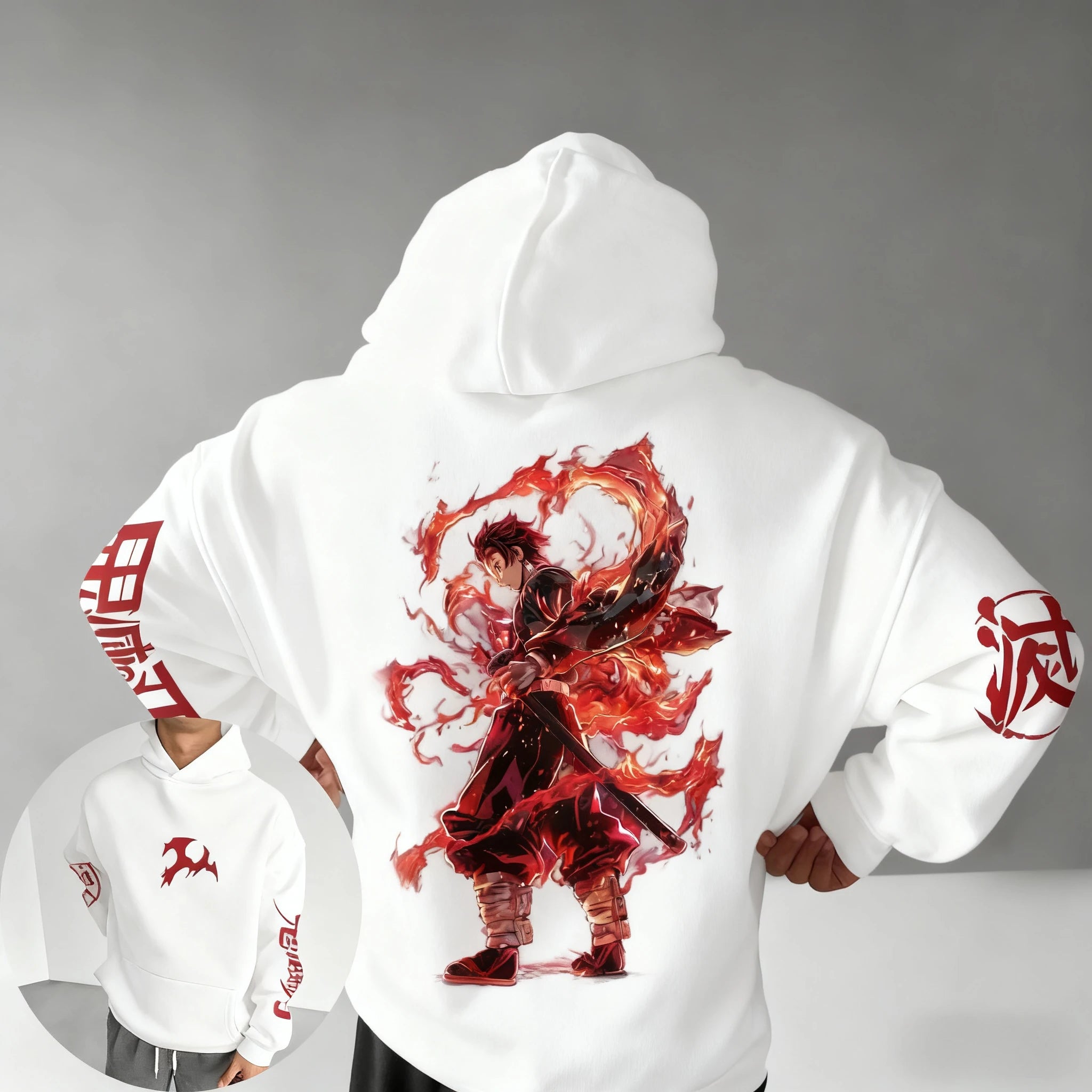 Demon Slayer Men's Hoodie Autumn/Winter New Cool Anime Printed Loose Casual Japanese Harajuku Parent Child Sweater Top