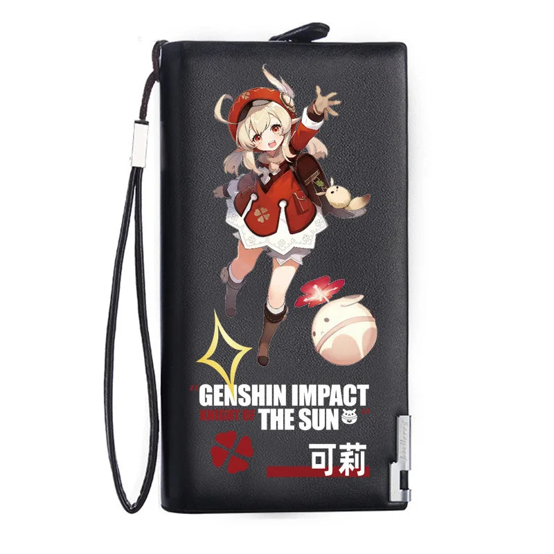 Genshin Impact Mondstadt Anime Peripheral New Zipper PU Wallet Handsome Personality Boy Print Coin Purse Short Card Pack Holiday