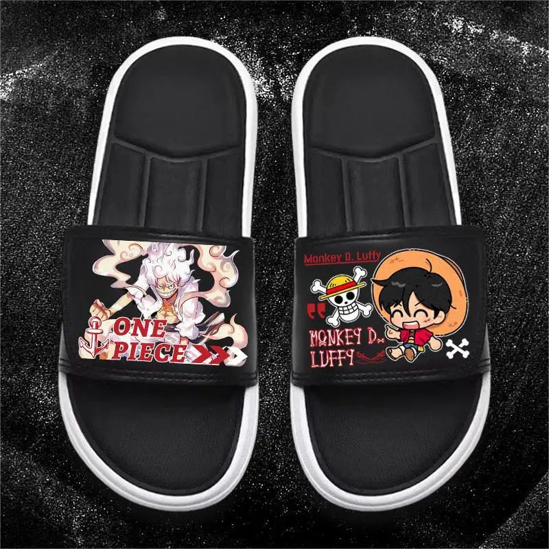 One Piece Anime Luffy Zoro Nami Pattern New Slippers Men and Women Fashionable Flat Outdoor Comfortable Sandals Gift