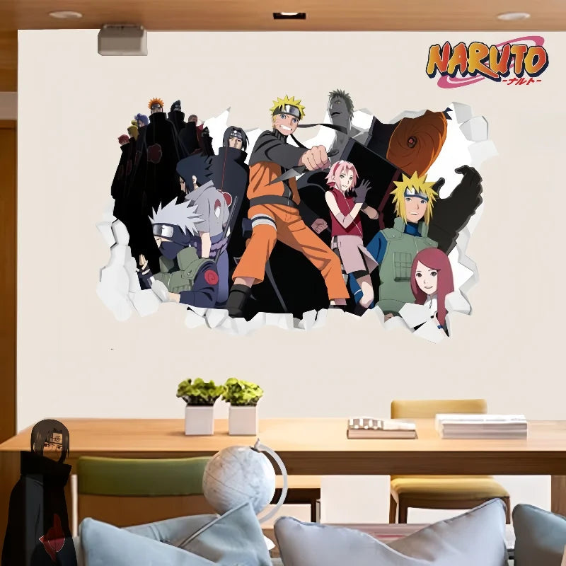 Naruto 3D Stereoscopic Wall Sticker Personality Naruto Student Dormitory Poster Wallpaper Self Adhesive Interior Decoration